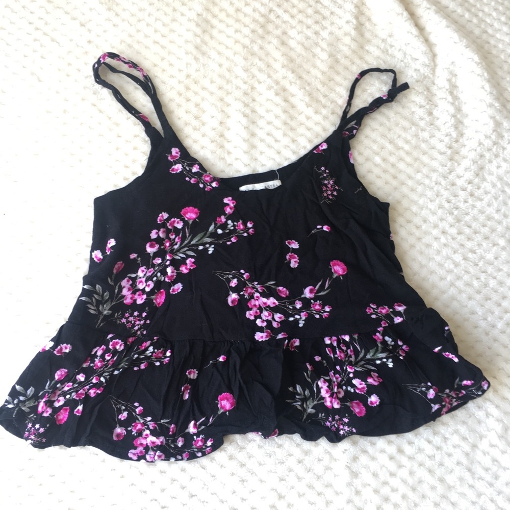Floral crop tank top